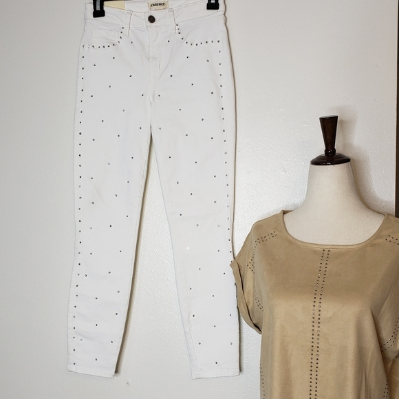 NEW L'AGENCE Margot Hi Rise Skinny Jeans Crystals Rhinestones Ankle Luxury Chic - Picture 4 of 14